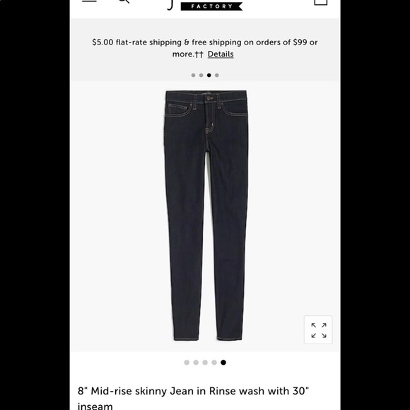 NWT J.Crew Skinny Jean 35/30 - Picture 5 of 5